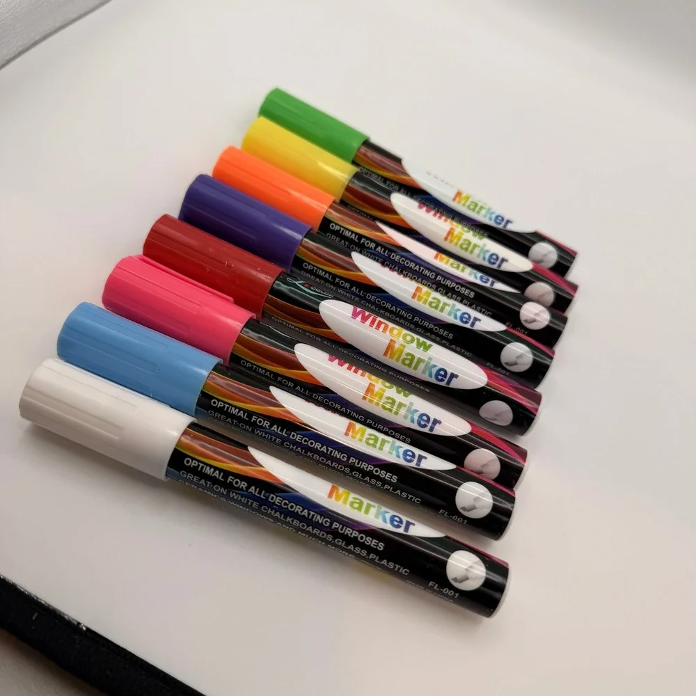 Le Color Window Marker Set 8 Pack Dry Erase Board Liquid Chalk Glass Craft New